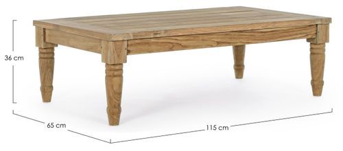 Table basse de jardin rectangle en bois teck Karine L 115 cm - Photo n°3; ?>