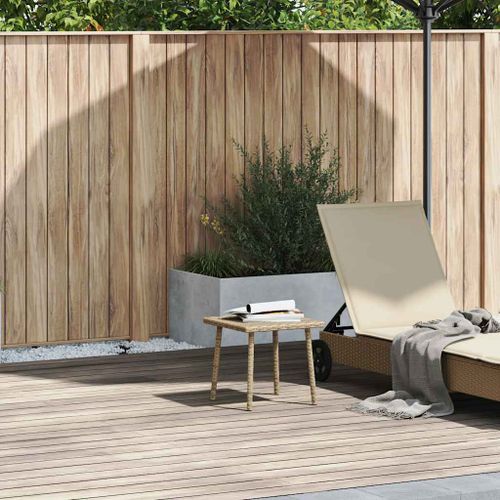 Table basse de jardin rectangulaire beige 40x40x37 cm rotin - Photo n°2; ?>