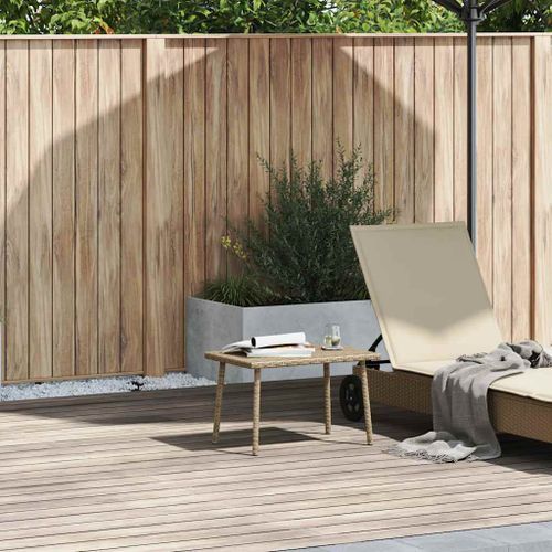 Table basse de jardin rectangulaire beige 60x40x37 cm rotin - Photo n°2; ?>