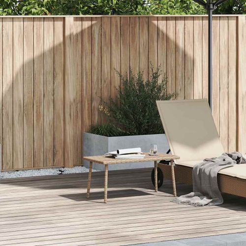 Table basse de jardin rectangulaire beige 80x40x37 cm rotin - Photo n°2; ?>