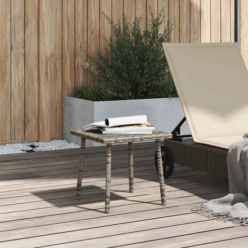 Table basse de jardin rectangulaire gris 40x40x37 cm rotin - Photo n°3; ?>