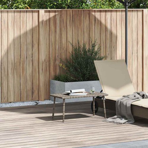 Table basse de jardin rectangulaire gris 80x40x37 cm rotin - Photo n°2; ?>