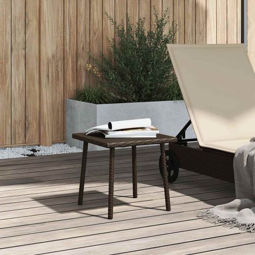 Table basse de jardin rectangulaire marron 40x40x37 cm rotin - Photo n°3; ?>