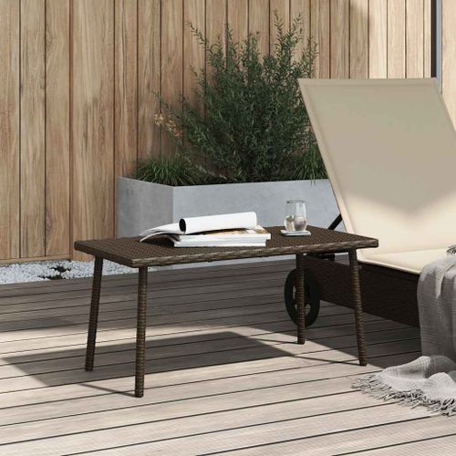 Table basse de jardin rectangulaire marron 40x40x37 cm rotin - Photo n°3; ?>