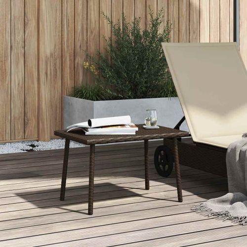 Table basse de jardin rectangulaire marron 60x40x37 cm rotin - Photo n°3; ?>