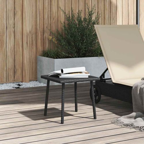 Table basse de jardin rectangulaire noir 40x40x37 cm rotin - Photo n°3; ?>