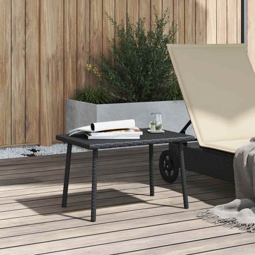 Table basse de jardin rectangulaire noir 60x40x37 cm rotin - Photo n°3; ?>