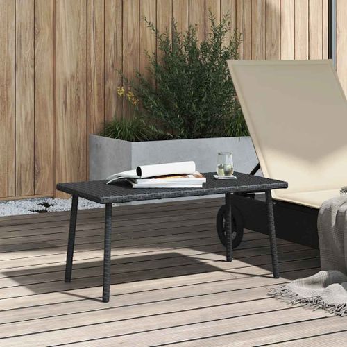 Table basse de jardin rectangulaire noir 80x40x37 cm rotin - Photo n°3; ?>