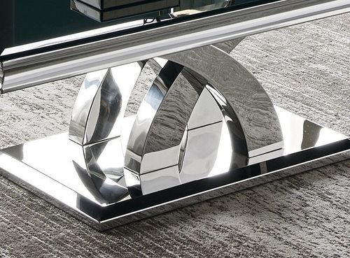 Table basse design acier inoxydable poli et verre trempé noir Milla 130 cm - Photo n°3; ?>