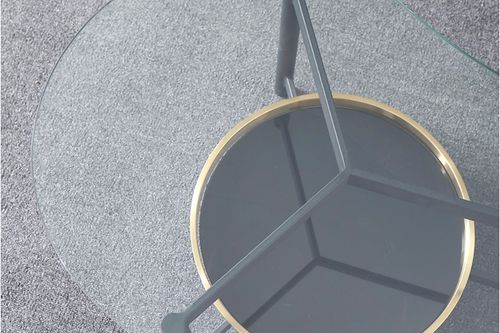 Table basse design arrondi verre et pieds métal gris Smoky L 120 cm - Photo n°3; ?>