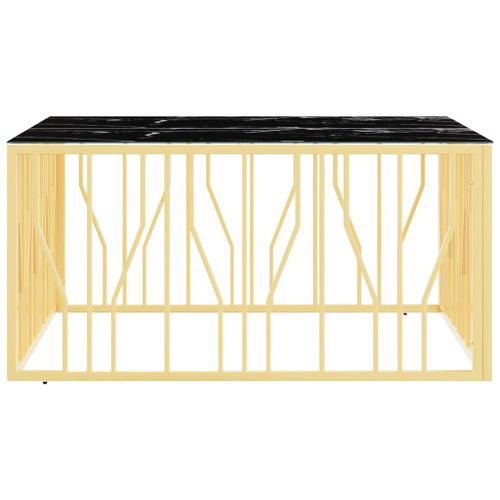Table basse doré 100x100x50 cm acier inoxydable et verre - Photo n°3; ?>