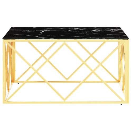 Table basse doré 80x80x40 cm acier inoxydable et verre - Photo n°3; ?>