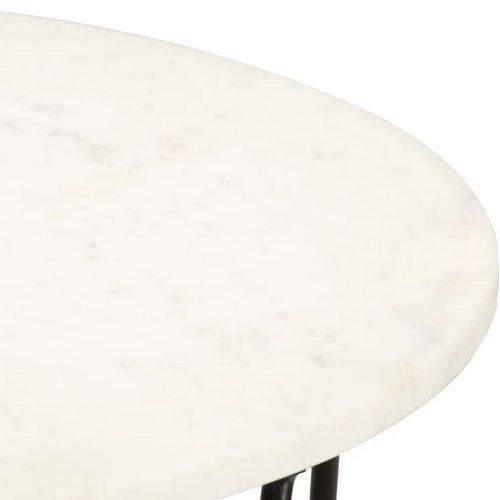 Table basse effet marbre blanc et pieds métal noir Emis D 65 cm - Photo n°3; ?>
