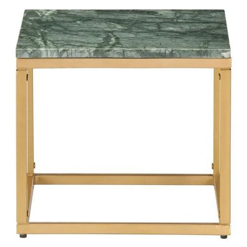 Table basse effet marbre vert et pieds métal doré Ynoa 40 cm - Photo n°2; ?>