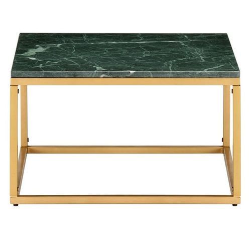 Table basse effet marbre vert et pieds métal doré Ynoa 60 cm - Photo n°2; ?>