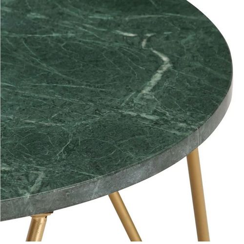 Table basse effet marbre vert et pieds métal doré Emis D 65 cm - Photo n°3; ?>