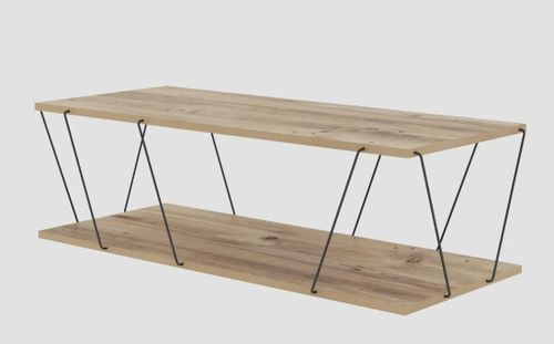Table basse en bois clair et métal noir Orlanda 120 cm - Photo n°3; ?>