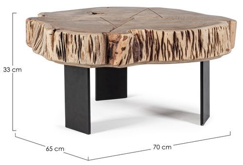 Table basse en bois d'acacia et pieds acier Kera L 70 cm - Photo n°3; ?>