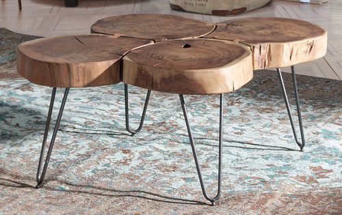 Table basse en bois d'acacia et pieds acier noir Tal L 90 cm - Photo n°2; ?>