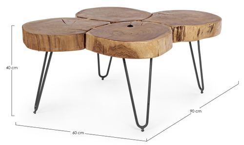 Table basse en bois d'acacia et pieds acier noir Tal L 90 cm - Photo n°3; ?>