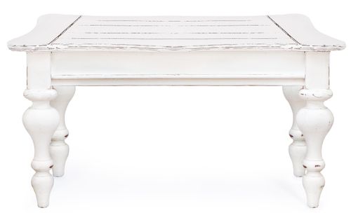 Table basse en bois de manguier blanc patiné Kolita 90 cm - Photo n°2; ?>