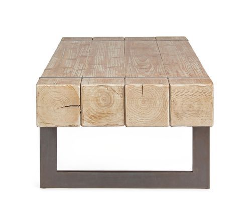 Table basse en bois de sapin et pieds acier noir Garty 120 cm - Photo n°3; ?>