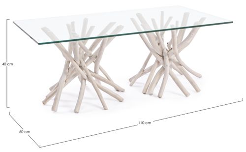 Table basse en bois teck blanchit Sary L 90 cm - Photo n°3; ?>