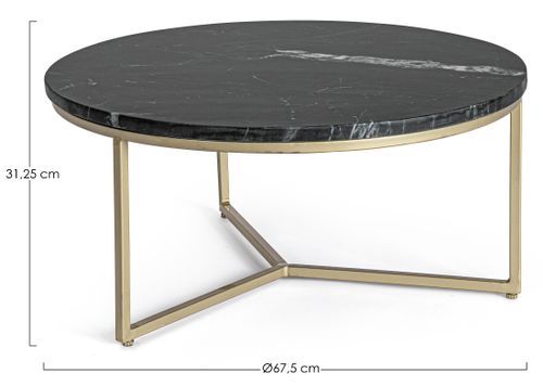 Table basse en marbre noir et pieds acier doré Pery D 67.5 cm - Photo n°3; ?>