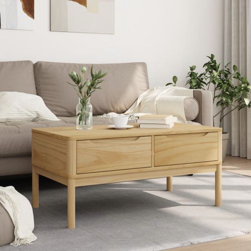 Table basse FLORO cire marron 99x55,5x45 cm bois massif de pin - Photo n°3; ?>