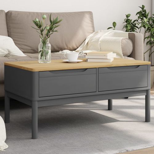 Table basse FLORO gris 99x55,5x45 cm bois massif de pin - Photo n°2; ?>