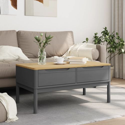 Table basse FLORO gris 99x55,5x45 cm bois massif de pin - Photo n°3; ?>