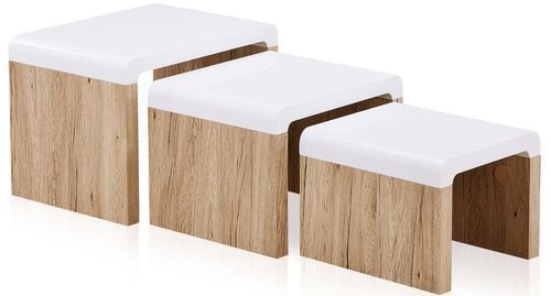 Table basse gigogne en bois blanc et naturel Sonia - Photo n°2; ?>
