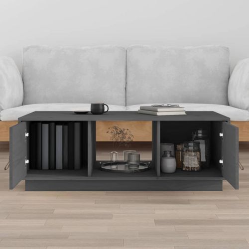 Table basse Gris 100x50x35 cm Bois massif de pin - Photo n°3; ?>