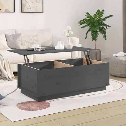 Table basse Gris 100x50x35 cm Bois massif de pin - Photo n°3; ?>