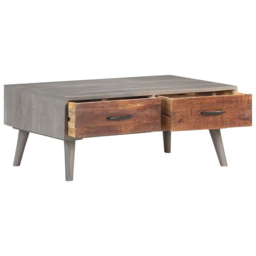 Table basse Gris 100x60x40 cm Bois massif de manguier brut - Photo n°2; ?>