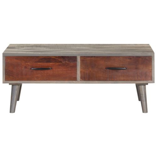 Table basse Gris 100x60x40 cm Bois massif de manguier brut - Photo n°3; ?>