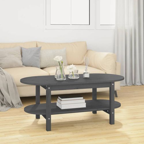 Table basse Gris 110x55x45 cm Bois massif de pin - Photo n°2; ?>