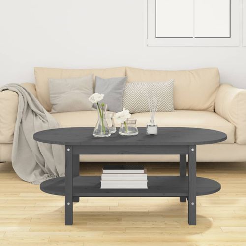 Table basse Gris 110x55x45 cm Bois massif de pin - Photo n°3; ?>