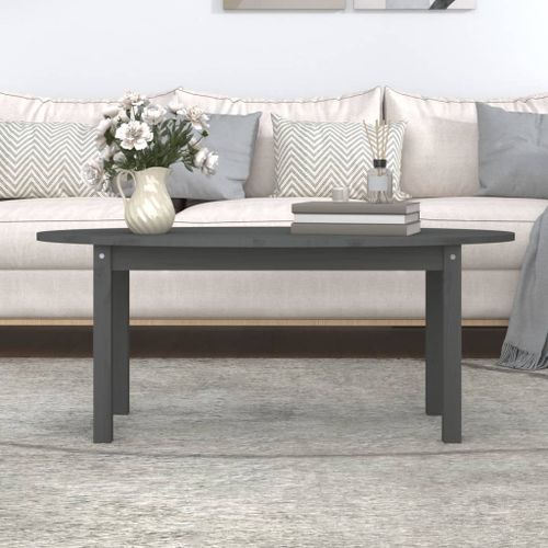 Table basse Gris 110x55x45 cm Bois massif de pin - Photo n°3; ?>