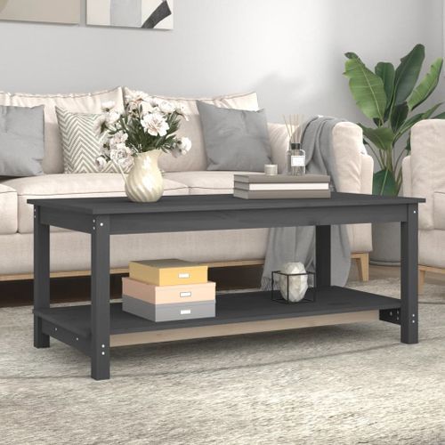 Table basse Gris 110x55x45 cm Bois massif de pin - Photo n°3; ?>