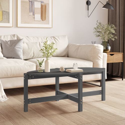 Table basse Gris 118x63x45 cm Bois massif de pin - Photo n°2; ?>