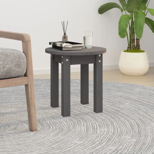 Table basse Gris Ø 35x35 cm Bois massif de pin - Photo n°2; ?>