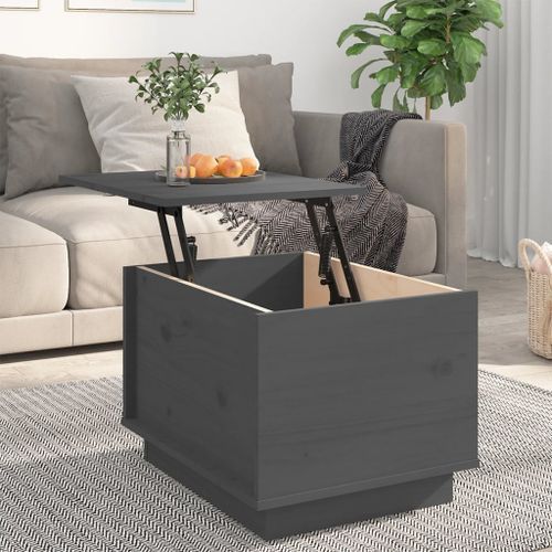 Table basse Gris 40x50x35 cm Bois massif de pin - Photo n°3; ?>