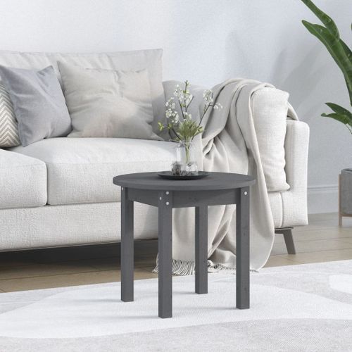 Table basse Gris Ø 45x40 cm Bois massif de pin - Photo n°2; ?>