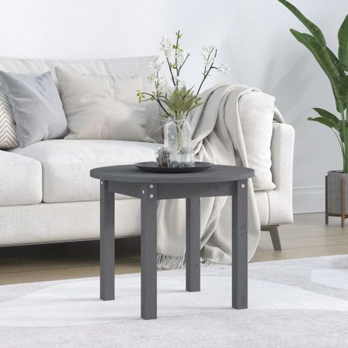 Table basse Gris Ø 55x45 cm Bois massif de pin - Photo n°2; ?>