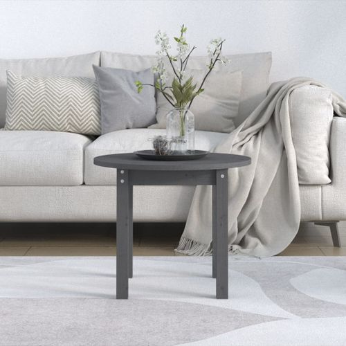 Table basse Gris Ø 55x45 cm Bois massif de pin - Photo n°3; ?>