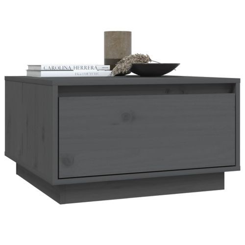 Table basse Gris 55x56x32 cm Bois massif de pin - Photo n°3; ?>