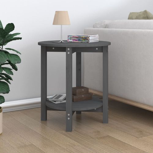 Table basse Gris Ø 55x60 cm Bois massif de pin - Photo n°2; ?>