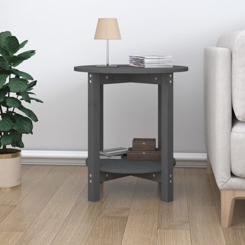 Table basse Gris Ø 55x60 cm Bois massif de pin - Photo n°3; ?>