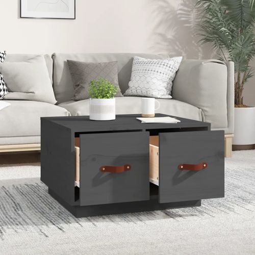 Table basse Gris 60x53x35 cm Bois massif de pin - Photo n°3; ?>